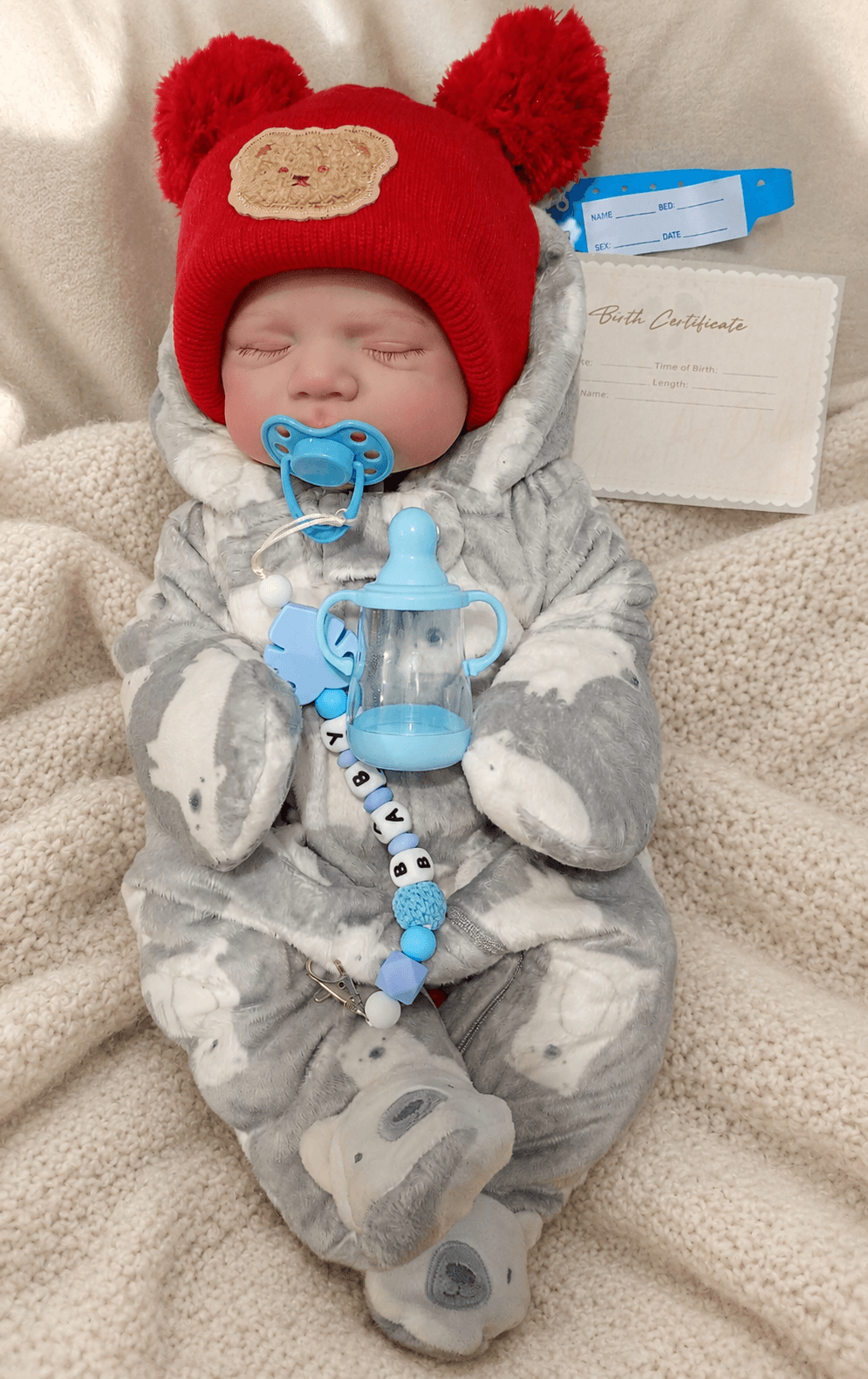 Muñeco reborn bebé recién nacido con accesorios