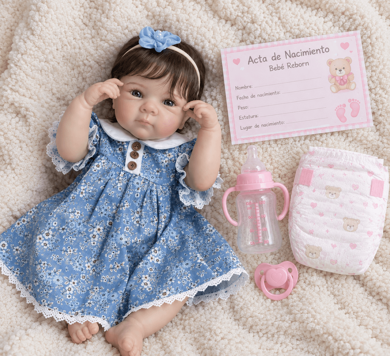 Muñeca bebé reborn con accesorios