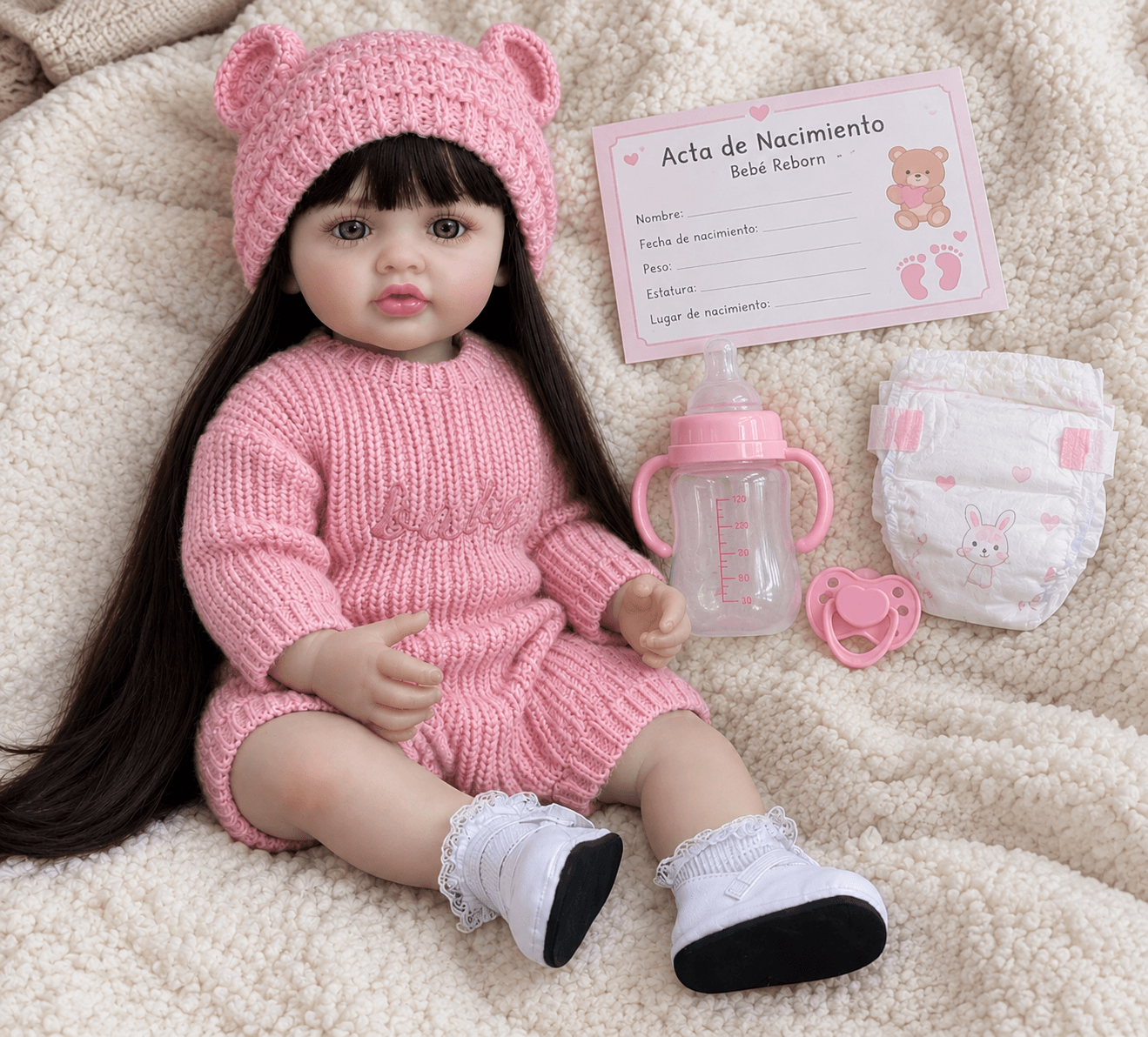 Muñeca bebé Reborn con accesorios